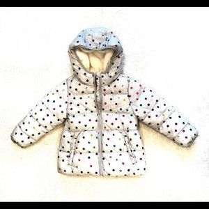Puffy girls jacket with polka dots. Size 4T
